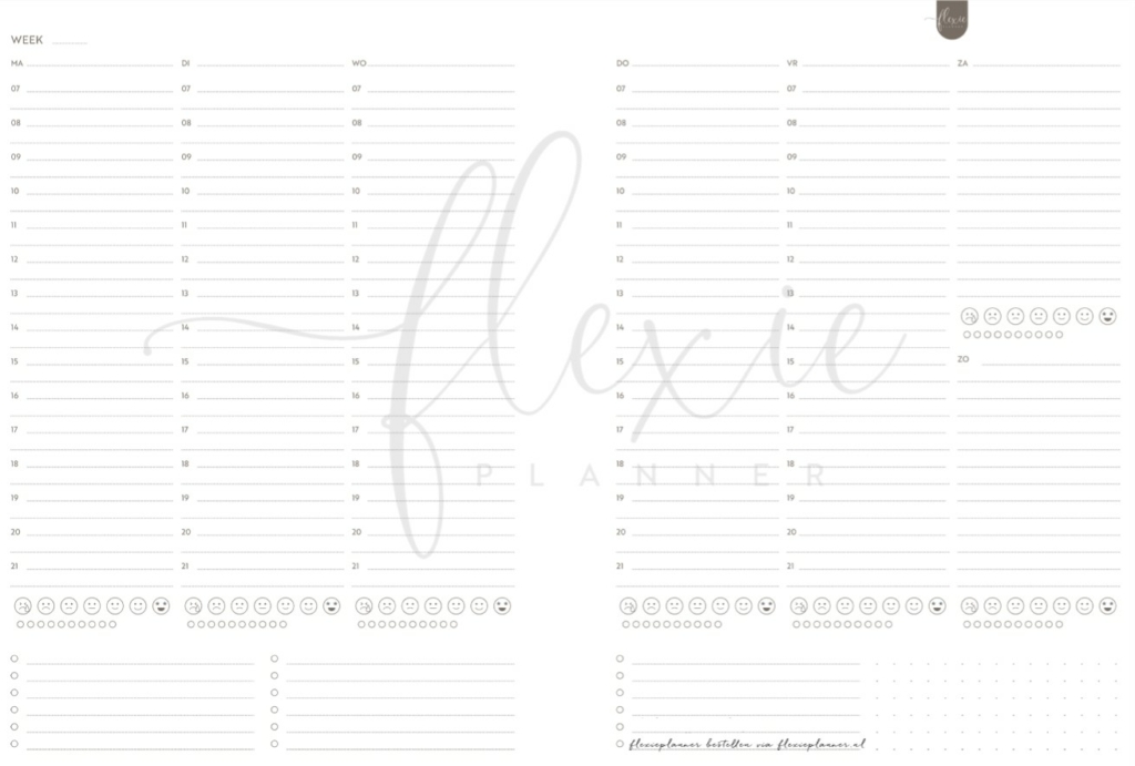 Blanco Flexieplanner weekoverzicht printable